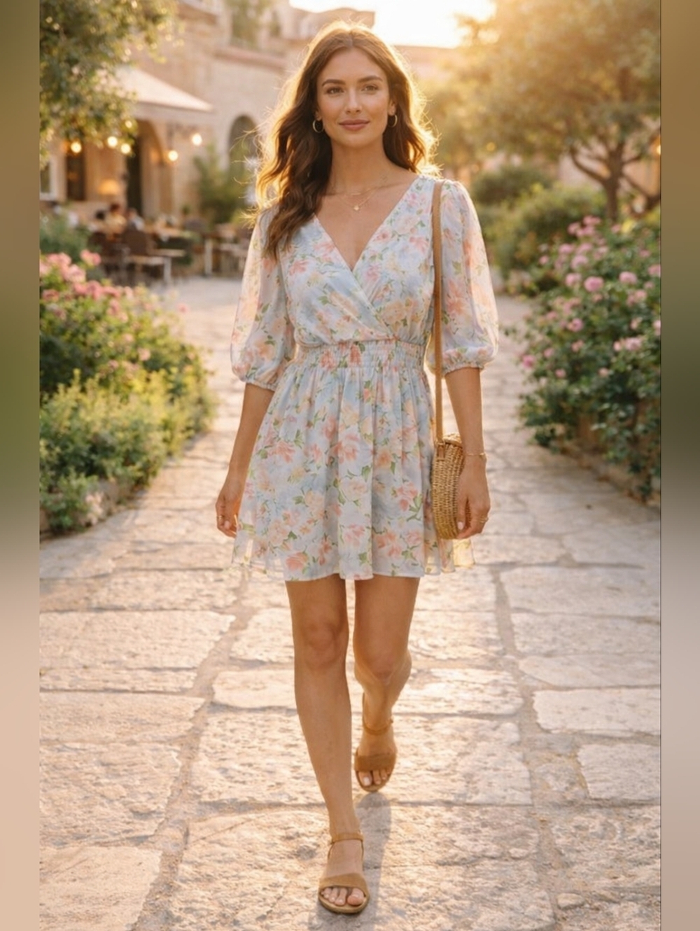EUC Lovecole'tte Floral V-Neck Dress Size Large